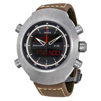 Spacemaster Z33 Black AnalogDigital Dial Brown Leather Chronograph Watch