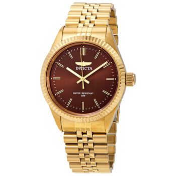 Specialty Brown Dial Yellow Goldtone Watch