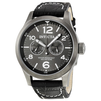 Specialty Military Grey Dial Black Leather Watch