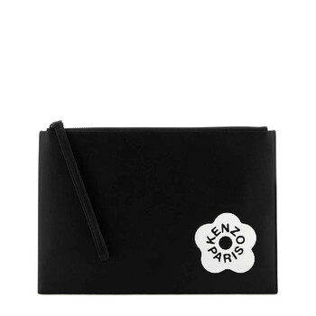 Stamp Zipped Large Clutch Bag In Black