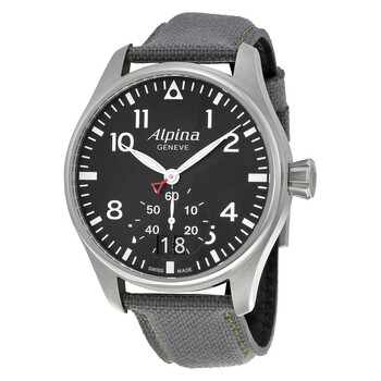 Startimer Pilot Black Dial Grey Fabric Watch AL280B4S6