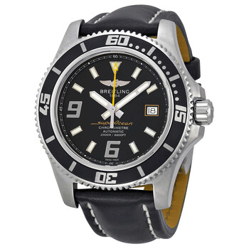 SuperOcean 44 Mechanical Black Dial Black Leather Watch A1739102BA78BKLT