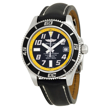 Superocean 42 Black and Yellow Dial Black Leather Watch A1736402BA32BKLD
