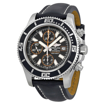 Superocean Chronograph II Automatic Black Dial Black Leather Watch A13341A8BA85BKLT