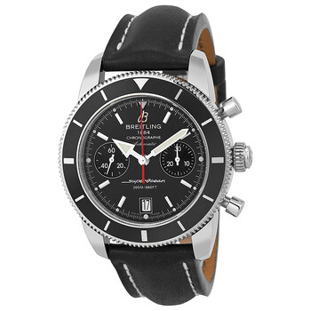 Superocean Heritage Black Dial Black Leather Watch A2337024BB81BKLT