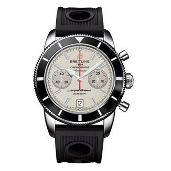 Superocean Heritage Chronograph Stratus Silver Dial Black Rubber Watch A2337024G753