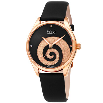 Swirl Quartz Diamond Black Dial Watch BUR201RGBK