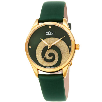 Swirl Quartz Diamond Green Dial Watch BUR201GN