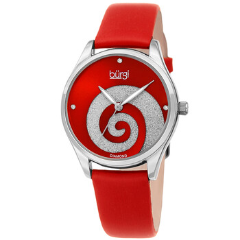 Swirl Quartz Diamond Red Dial Watch BUR201RD
