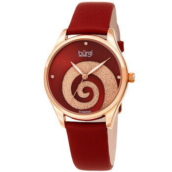 Swirl Quartz Diamond Red Dial Watch BUR201RGR