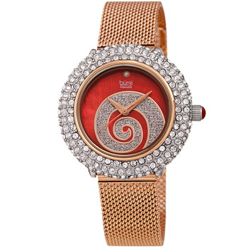 Swirl Quartz Diamond Red Dial Watch BUR259RGR