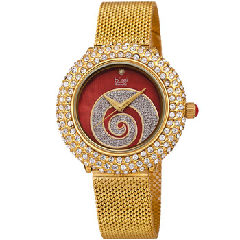 Swirl Quartz Diamond Red Dial Watch BUR259YGR