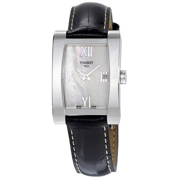 TLady GenerosiT White Mother of Pearl Dial Black Leather Watch T007.309.16.113.02
