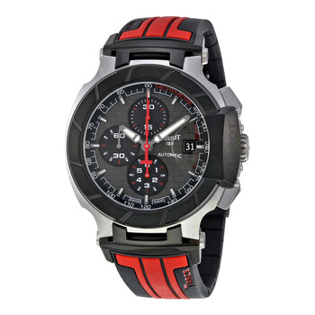 TRace Motogp Chronograph Automatic Grey Dial Black and Red Rubber Watch T0484272706100