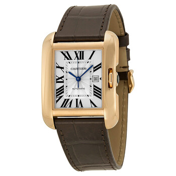 Tank Anglaise Silver Dial Brown Leather Strap W5310005
