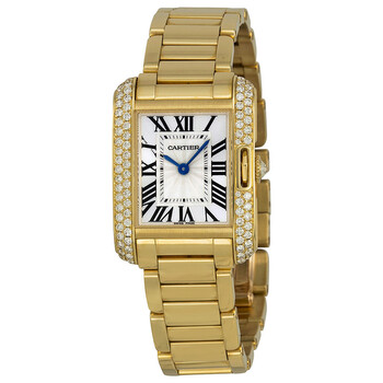 Tank Anglaise Silver dial 18kt Yellow Gold Watch WT100005