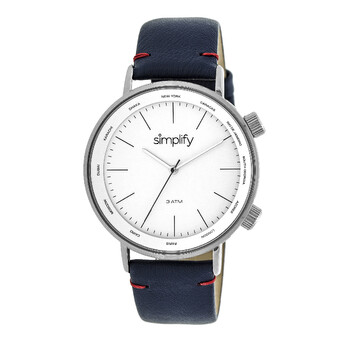 The 3300 White Dial Navy Leather Watch SIM3302