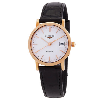 The Longines Elegant Collection White Dial Black Leather Automatic Watch L4.378.8.12.0