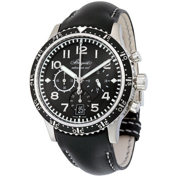 Transatlantique Type XXI Flyback Automatic Black Dial Black Leather Watch 3810TIH23ZU