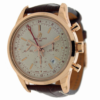 Transocean Chronograph Silver Dial Brown Leather Watch RB045112G773SS