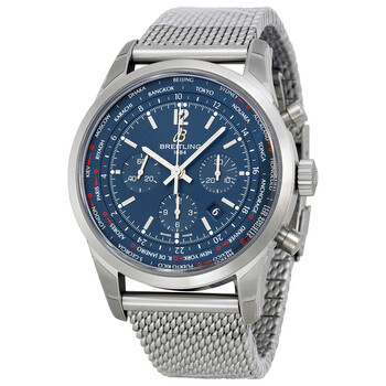 Transocean Chronograph Unitime Blue Dial Watch AB0510U9C879SS