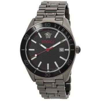 VDome Quartz Black Guilloche Dial Watch VE8E00724