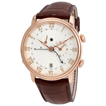 Villeret Reveil 18kt Rose Gold GMT Alarm Stamped Flinque Opaline Dial Watch 6640364255B