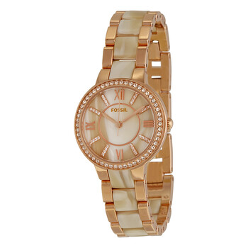 Virginia Rose Dial Rose Goldtone and Horn Acetate Watch ES3716