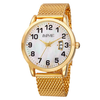 White Dial Yellow Goldtone Mesh Watch AS8195YG