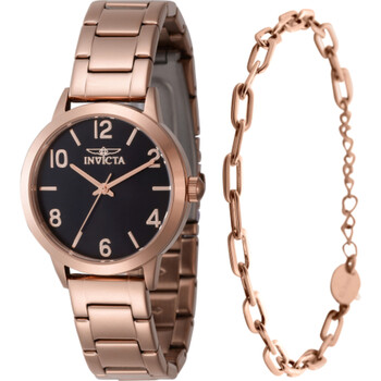 Wildflower Quartz Black Dial Watch 47272 With Bracelet