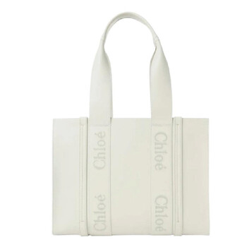 Woody Leather Logo Tote Bag