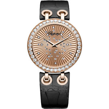 Xtravaganza Diamond 18k Rose Gold Black Leather Watch