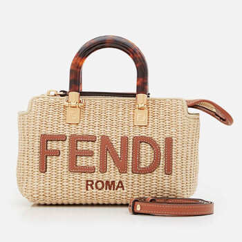 by The Way Embossed Logo Details Straw Bag