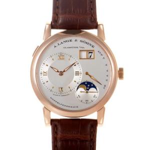 A Lange and Sohne Moonphase Silver Dial 18kt Rose Gold Watch