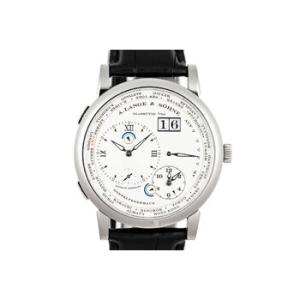 A. Lange and Sohne Silver Dial 18kt White Gold Black Leather Watch