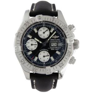 Aeromarine Chrono Superocean Steel Black Strap Watch A1334011B683BKLD