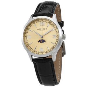 Akribos Champagne Dial Black Leather Watch AK637SSW