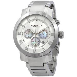 Akribos Grandiose Chronograph Silver Dial Stainless Steel Watch AK622SS