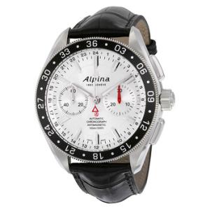 Alpiner 4 Chronograph Automatic Silver Dial Black Leather Watch AL860S5AQ6