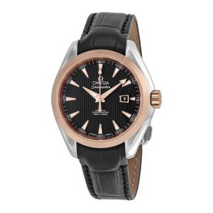 Aqua Terra Automatic Black Dial Black Leather Watch