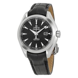 Aqua Terra Black Dial Black Leather Watch