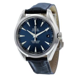 Aqua Terra Blue Dial Blue Leather Watch