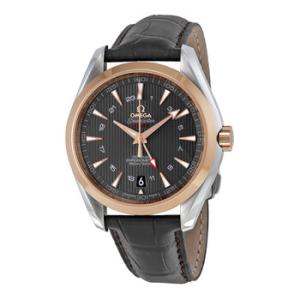 Aqua Terra GMT Automatic Grey Dial Brown Leather Watch