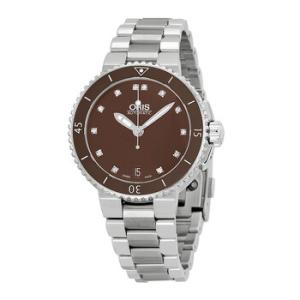 Aquis Date Diamonds Brown Dial Stainless Steel Watch 01 733 7652 419207 8 18 01P