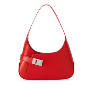 Archive Calfskin Leather Hobo Shoulder Bag in Red