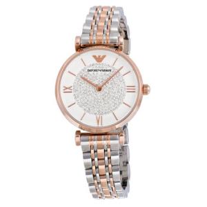 Armani White Crystal Pave Dial Twotone Watch AR1926