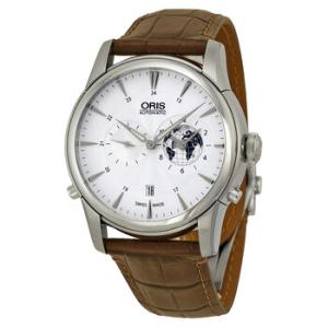 Artelier GMT Automatic Silver White Dial Brown Leather Watch 69076904081LS