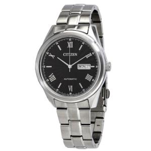 Automatic Day Date Black Dial Stainless Steel Watch NH751050E