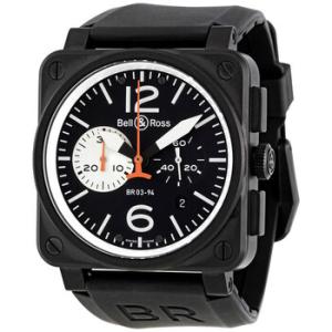 Aviation Black and White Dial Chronograph Automatic Watch BR0394BWCA
