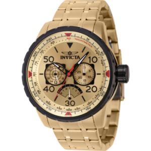 Aviator Retrograde GMT Quartz Gold Dial Watch